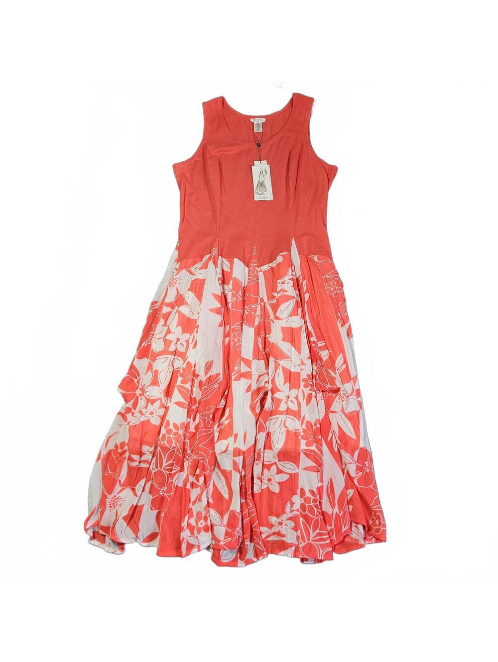 Vasna 1X Coral Red Floral Sleeveless Fit Flare Maxi Dress New With Tags